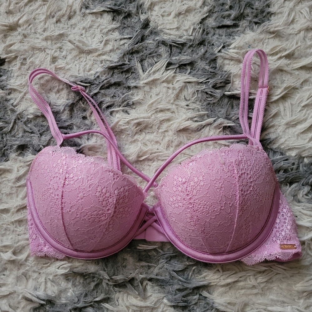 PINK lilac lace date push-up 32C